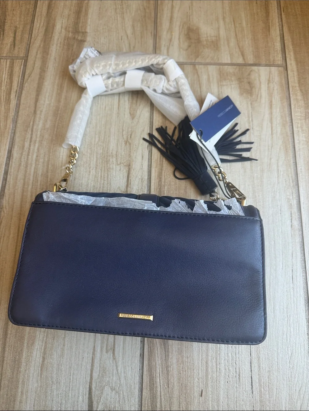 Rebecca Minkoff Navy Quilted Crossbody Bag with Tassel
